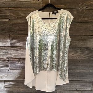 Eloquii Silver Sequin Sleeveless Top Size 18